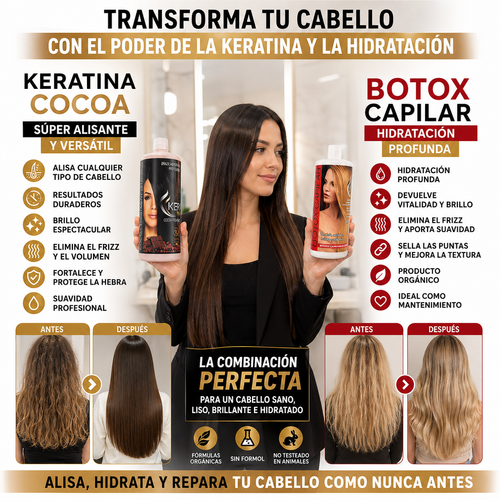 Combo Keratina Cocoa + Botox Capilar KeraFruit (Liso e hidratación TOP)