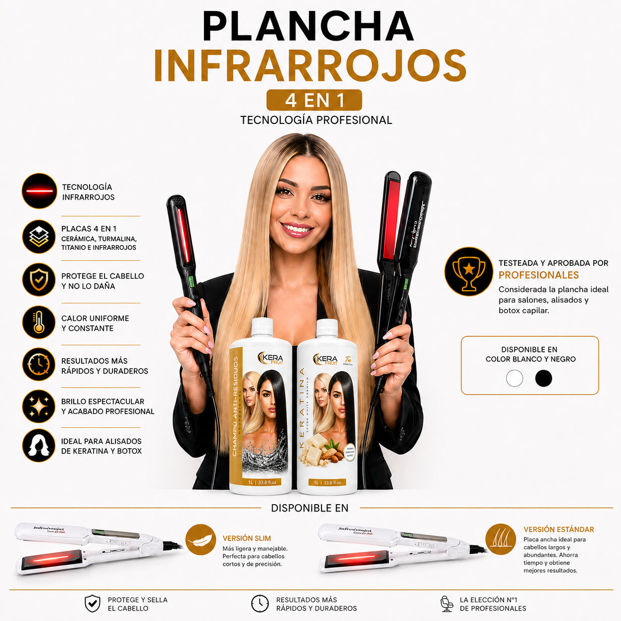 Promoción Keratina Cocoa White Premium + Plancha de Infrarrojos
