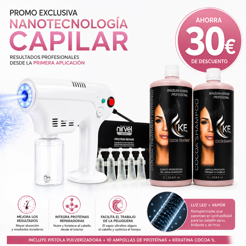Pistola Pulverizadora Nanotecnología Capilar + 10 Proteínas Reparadoras