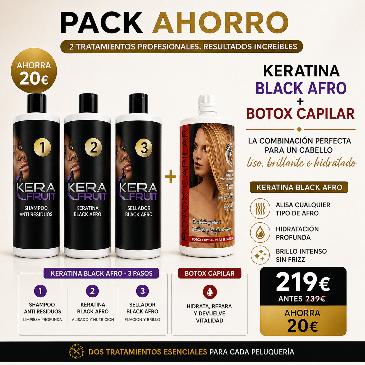 COMBO Keratina Black Afro + Botox Capilar