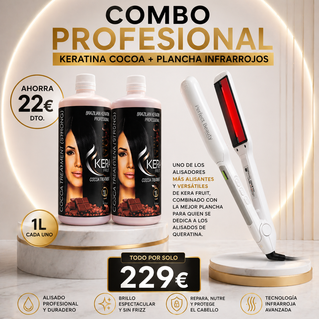 Combo Keratina Cocoa 1L + Plancha de Infrarrojos