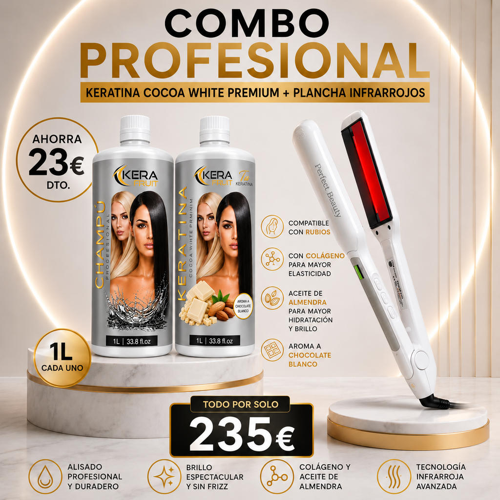 Promoción Keratina Cocoa White Premium + Plancha de Infrarrojos